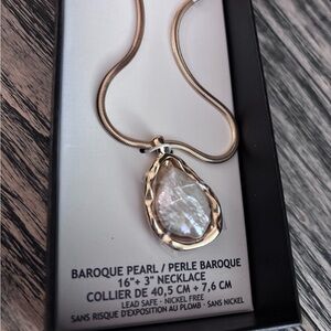 House of Harlow 1960 Gold Necklace with Baroque Pearl